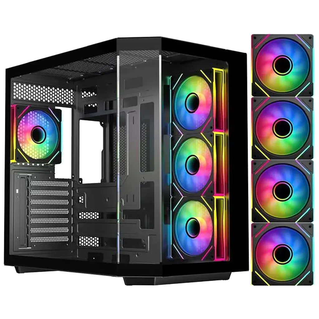 Chasis Gaming DIYPC ARGB N3 BK Panorámico 270° ARGB con 4 Ventiladores E-ATX's photo #1