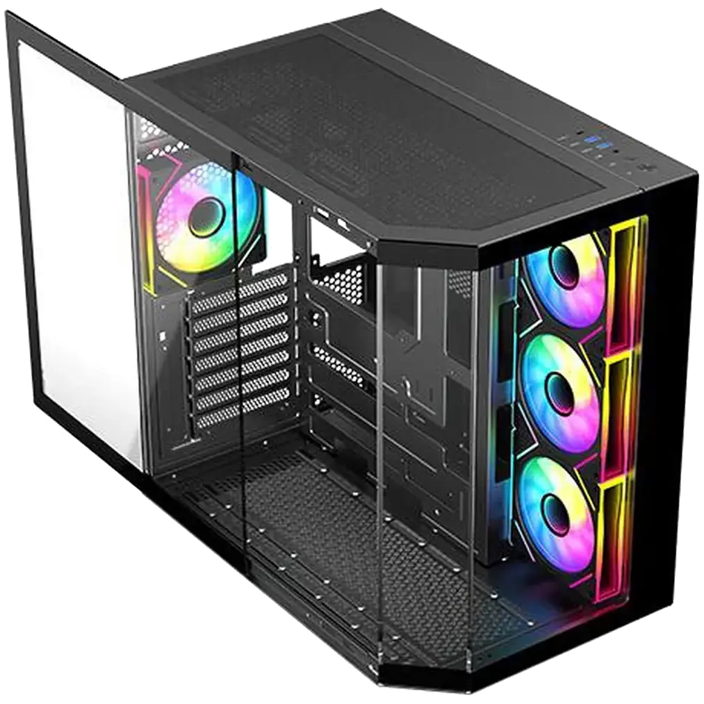 Chasis Gaming DIYPC ARGB N3 BK Panorámico 270° ARGB con 4 Ventiladores E-ATX's photo #1