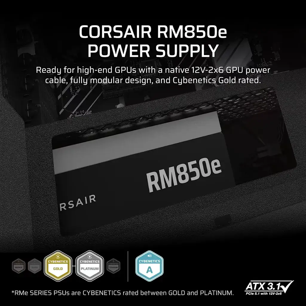 Fuente Corsair RM850e 850W 80 Plus Gold Full Modular ATX 3.1 PCIe 5.1's photo #6