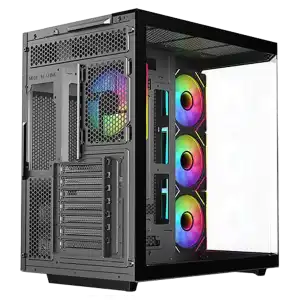 Chasis Gaming DIYPC ARGB N3 BK Panorámico 270° ARGB con 4 Ventiladores E-ATX miniatura 5
