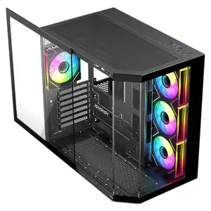 Chasis Gaming DIYPC ARGB N3 BK Panorámico 270° ARGB con 4 Ventiladores E-ATX miniatura 2