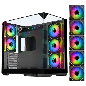 Chasis Gaming DIYPC ARGB DC800 BK Panorámico ARGB con 5 Ventiladores E-ATX miniatura 1
