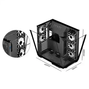 Chasis Gaming DIYPC ARGB DC800 BK Panorámico ARGB con 5 Ventiladores E-ATX miniatura 3