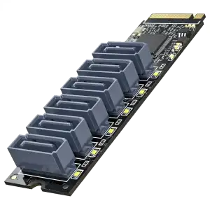 Adaptador M.2 NVMe a 6x SATA 6Gb/s PCIe 3.0 (2280) miniatura 1