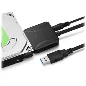 Adaptador de USB 3.0 a SATA III para SSD y HDD de 2,5" y HDD de 3,5" con alimentación de corriente miniatura 5