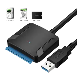 Adaptador de USB 3.0 a SATA III para SSD y HDD de 2,5" y HDD de 3,5" con alimentación de corriente miniatura 4