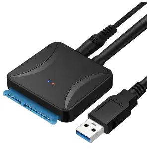 Adaptador de USB 3.0 a SATA III para SSD y HDD de 2,5" y HDD de 3,5" con alimentación de corriente miniatura 1